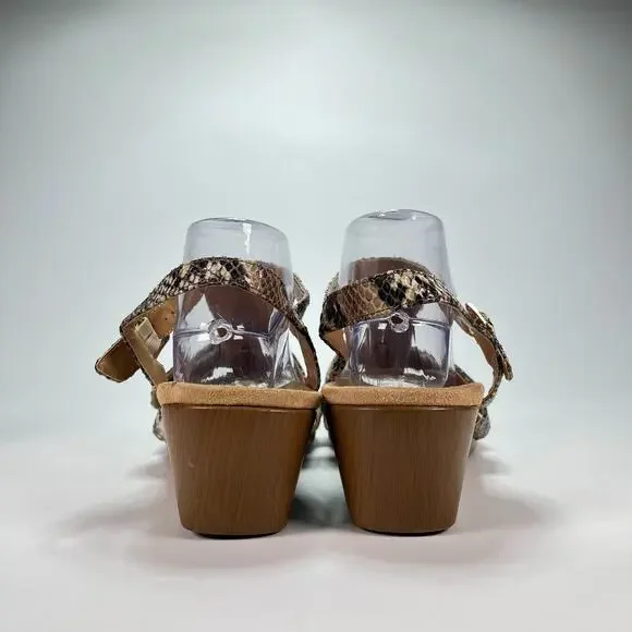 Vionic Glenda Brown Wedge Sandals Natural Snake Print Leather Womens Size 11 - Picture 5 of 10